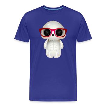 cute skull with red nerd glasses - Men's Premium Organic T-Shirt - royal blue - Front - Damien (186cm)