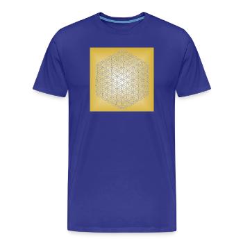 Fleur de Vie argent - 5ème dimension - T-shirt bio Premium Homme - bleu roi - Devant - Damien (186cm)