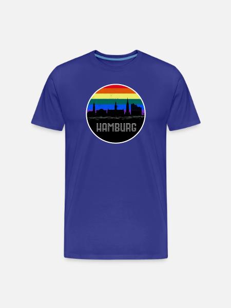 Hamburg Skyline Regenbogen - Männer Premium Bio T-Shirt - Königsblau