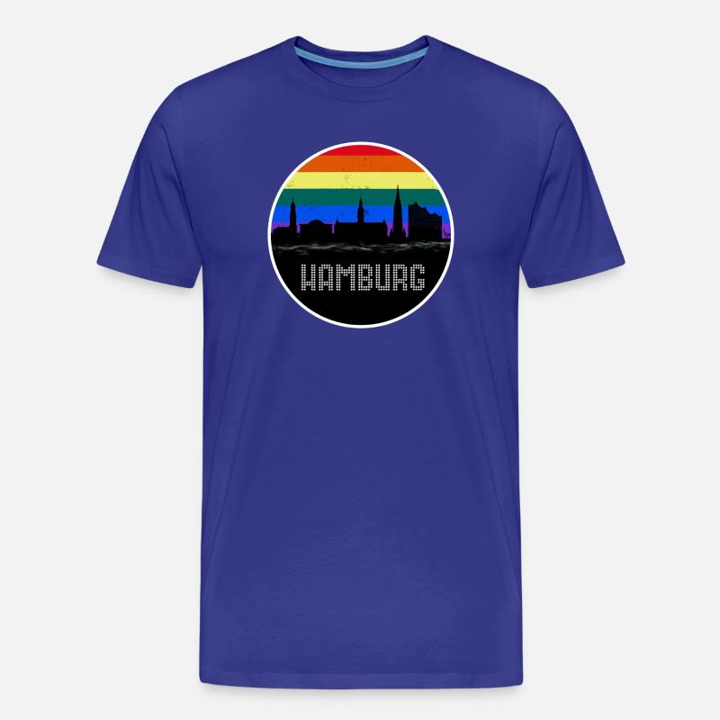 Hamburg Skyline Regenbogen - Männer Premium Bio T-Shirt - Königsblau