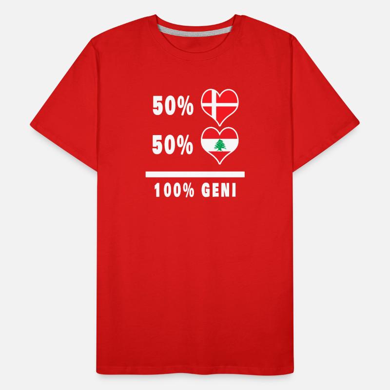 Liban et Danemark 100% drapeau de génie T-shirt bio Premium Homme
