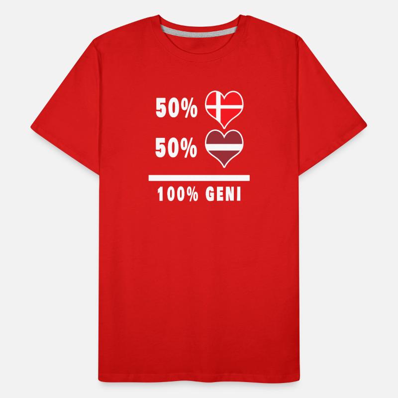 Lettonie et Danemark 100% drapeau de génie T-shirt bio Premium Homme