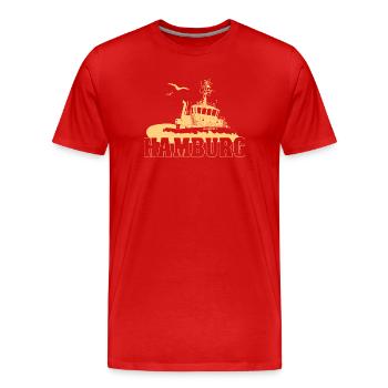 Schlepper im Hamburger Hafen - Männer Premium Bio T-Shirt - Rot - Vorne - Damien (186cm)