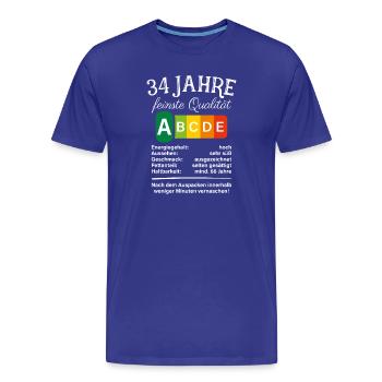 34 Jahre Feinste Qualität Geschenk 34. Geburtstag - Männer Premium Bio T-Shirt - Königsblau - Vorne - Damien (186cm)