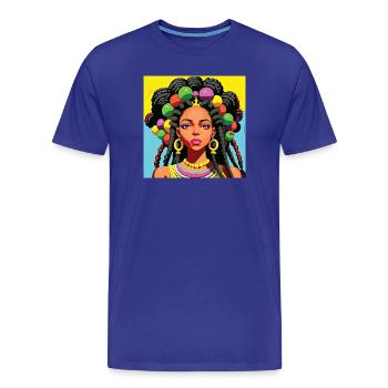 Femme noire avec des dreadlocks - T-shirt bio Premium Homme - bleu roi - Devant - Damien (186cm)