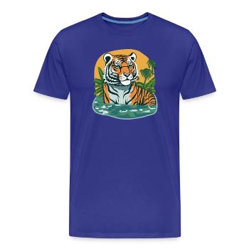 Jungle imprimée tigre - T-shirt bio Premium Homme - bleu roi - Devant - Damien (186cm)