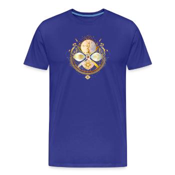 Amulette magique, symbole de l’arbre de vie doré - T-shirt bio Premium Homme - bleu roi - Devant - Damien (186cm)