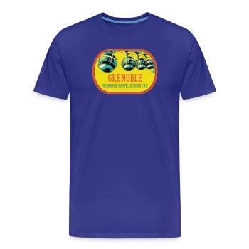 Illustration Téléphérique de Grenoble France - T-shirt bio Premium Homme - bleu roi - Devant - Damien (186cm)