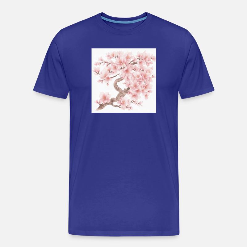Japanischer Kirschbaum Blüten - Männer Premium Bio T-Shirt - Königsblau
