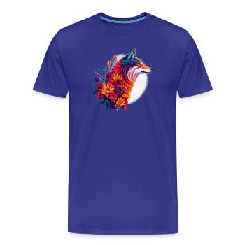 Loup au bouquet de fleurs - T-shirt bio Premium Homme - bleu roi - Devant - Damien (186cm)