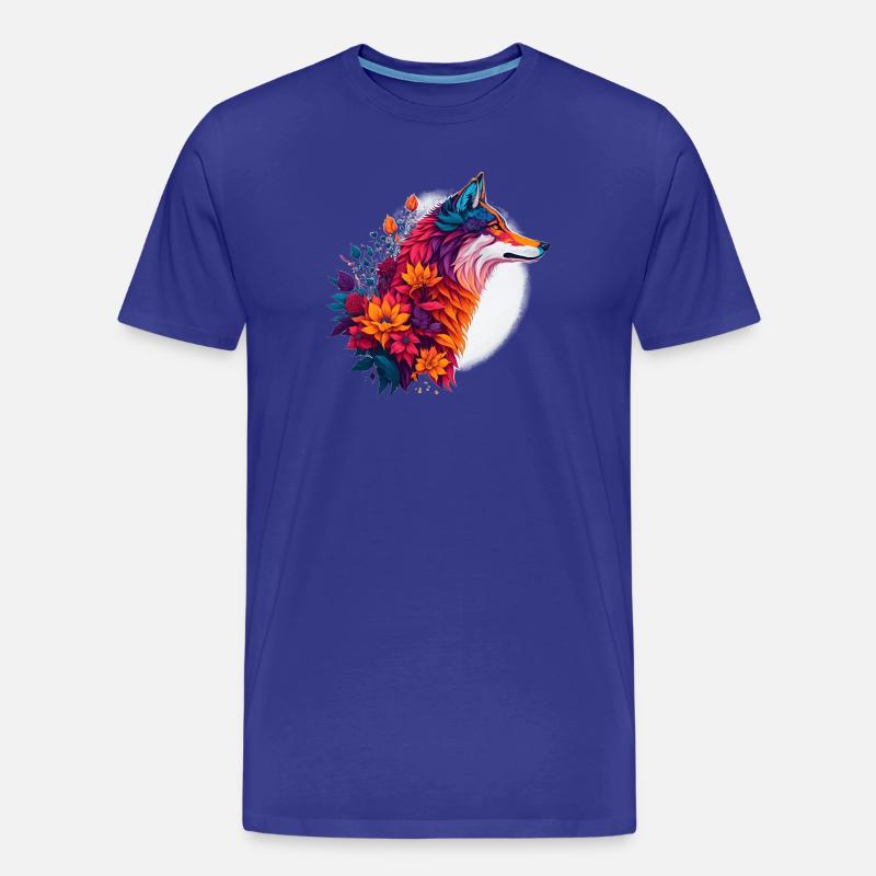 Wolf mit Blumenbouquet - Männer Premium Bio T-Shirt - Königsblau