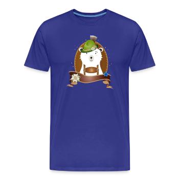 mignon ours polaire en costume traditionnel avec chapeau et lederhosen - T-shirt bio Premium Homme - bleu roi - Devant - Damien (186cm)