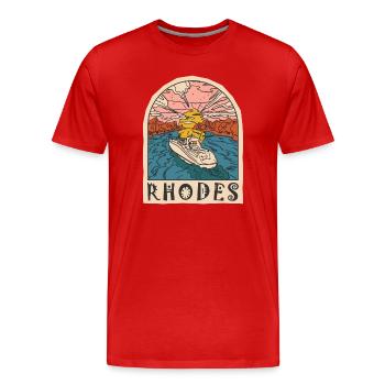Rhodes Holidays Beach Greece - Men's Premium Organic T-Shirt - red - Front - Damien (186cm)