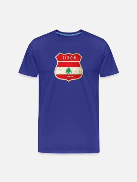 Sidon Liban Armoiries Drapeaux Design - T-shirt bio Premium Homme - bleu roi