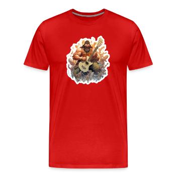 Barbarian as Bard – Funny Fantasy RPG Design - Men's Premium Organic T-Shirt - red - Front - Damien (186cm)
