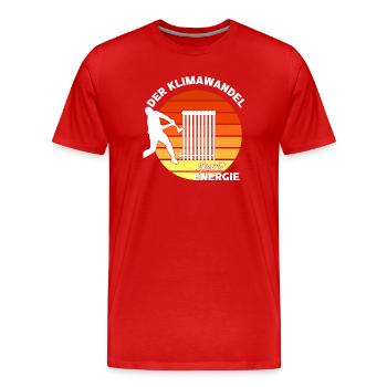 Klimawandel Klimakleber spart Energie - Männer Premium Bio T-Shirt - Rot - Vorne - Damien (186cm)