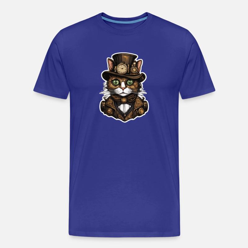 Steampunk Katze 01 - Männer Premium Bio T-Shirt - Königsblau