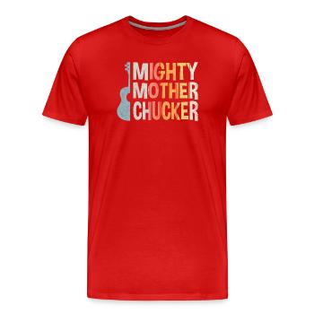 Mighty Mother Chucker on Ukulele bunt - Männer Premium Bio T-Shirt - Rot - Vorne - Damien (186cm)