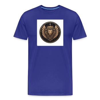 Majestätischer Löwenkopf Gold/Bronze - Männer Premium Bio T-Shirt - Königsblau - Vorne - Damien (186cm)