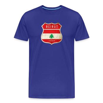 Beirut Lebanon coat of arms flags design - Men's Premium Organic T-Shirt - royal blue - Front - Damien (186cm)