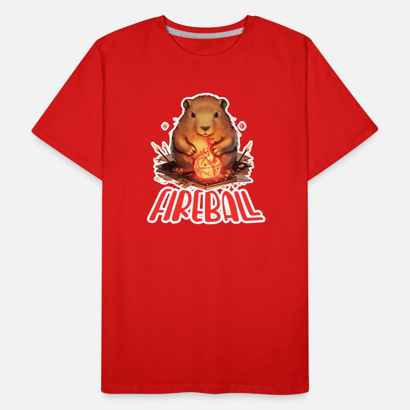 Capybara Mage – Conception de RPG boule de feu T-shirt bio Premium Homme
