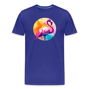 Rosa Flamingo - Männer Premium Bio T-Shirt - Königsblau - Vorne - Damien (186cm)