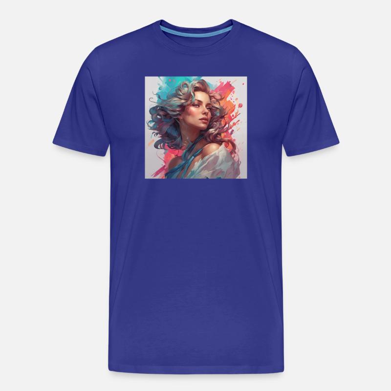 Retro Portrait - Männer Premium Bio T-Shirt - Königsblau