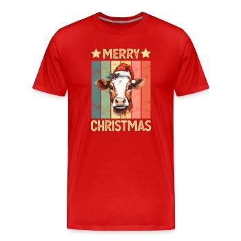 Noël des vaches - T-shirt bio Premium Homme - rouge - Devant - Damien (186cm)