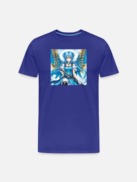 Blaues Engelswesen mit Schwert - Männer Premium Bio T-Shirt - Königsblau