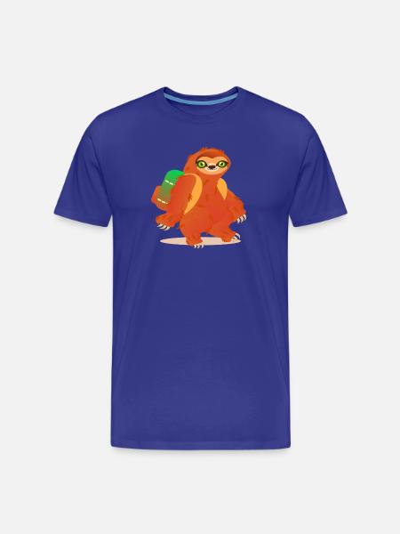 Sloth Hiking Backpack - Men's Premium Organic T-Shirt - royal blue