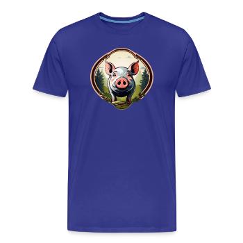 Lucky Pig - Men's Premium Organic T-Shirt - royal blue - Front - Damien (186cm)