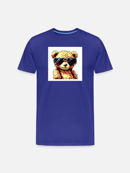 Pixelteddy-Potrait - Männer Premium Bio T-Shirt - Königsblau