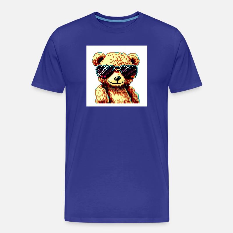 Pixelteddy-Potrait - Männer Premium Bio T-Shirt - Königsblau