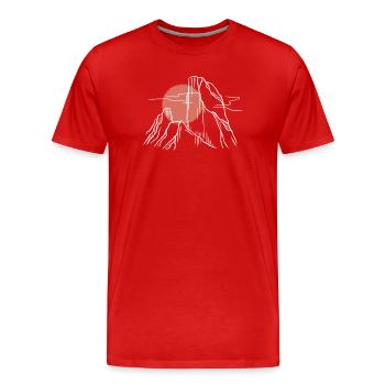 Rote Sonne über Linie Berge - Männer Premium Bio T-Shirt - Rot - Vorne - Damien (186cm)