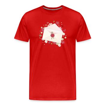floral envelope with flowers and seal - Men's Premium Organic T-Shirt - red - Front - Damien (186cm)