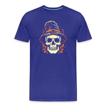 Crâne dans un chapeau - T-shirt bio Premium Homme - bleu roi - Devant - Damien (186cm)
