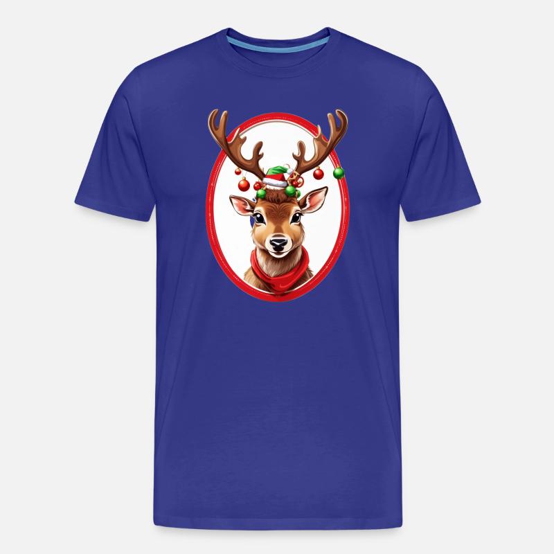 Rentier mit Weihnachtskugeln - Männer Premium Bio T-Shirt - Königsblau