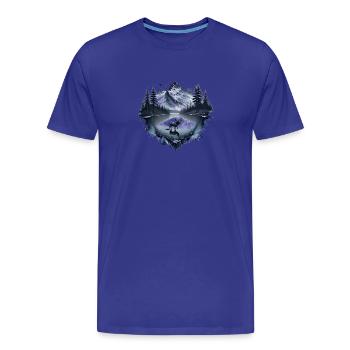 Paysage montagneux avec lac, forêt et orignal - T-shirt bio Premium Homme - bleu roi - Devant - Damien (186cm)
