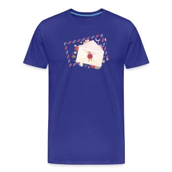 Enveloppe florale avec fleurs et bordure de la poste aérienne - T-shirt bio Premium Homme - bleu roi - Devant - Damien (186cm)