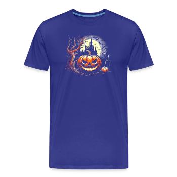 Halloween-Kürbis - Männer Premium Bio T-Shirt - Königsblau - Vorne - Damien (186cm)