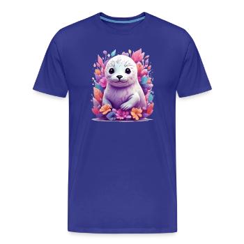 Süßer Seehund - Männer Premium Bio T-Shirt - Königsblau - Vorne - Damien (186cm)