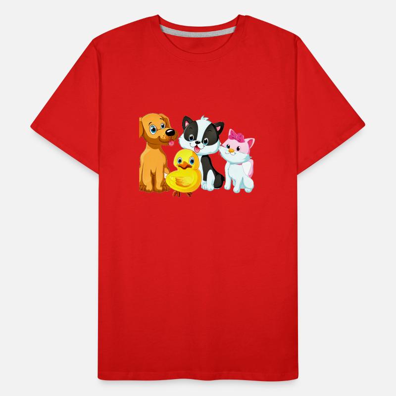 adorable chiot chat canard illustration T-shirt bio Premium Homme