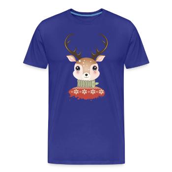 niedlicher schicker Hirsch mit Weihnachtspullover - Männer Premium Bio T-Shirt - Königsblau - Vorne - Damien (186cm)