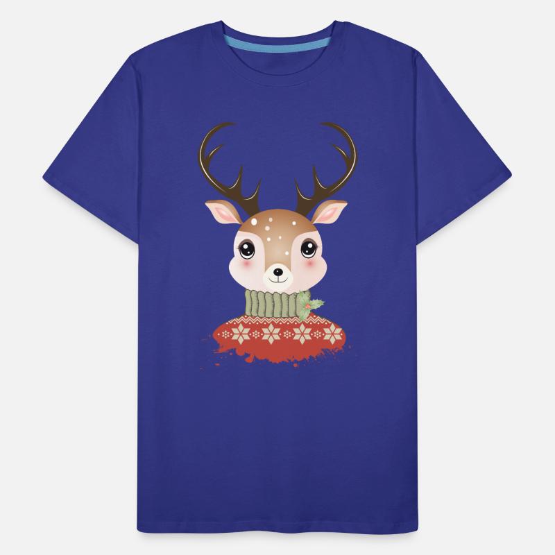 niedlicher schicker Hirsch mit Weihnachtspullover Männer Premium Bio T-Shirt