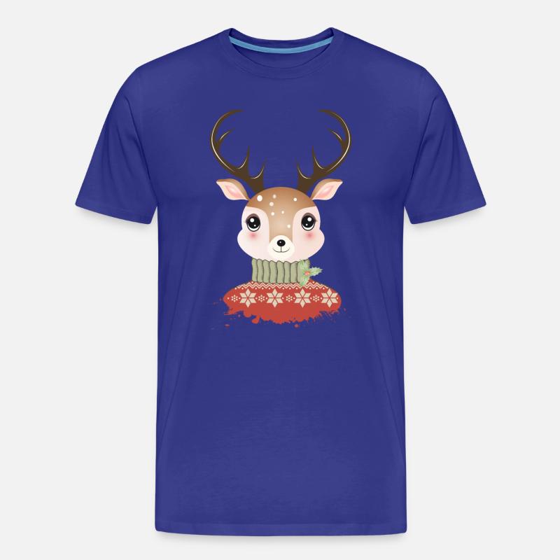 niedlicher schicker Hirsch mit Weihnachtspullover - Männer Premium Bio T-Shirt - Königsblau