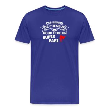 Humour capillaire super héros paternité - T-shirt bio Premium Homme - bleu roi - Devant - Damien (186cm)