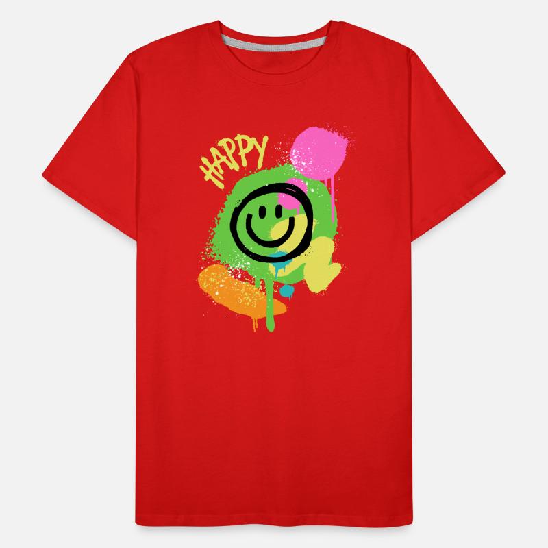 Graffiti Happy Smiley Farbklecks Männer Premium Bio T-Shirt