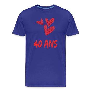40. 40 ANS. 40e ANNIVERSAIRE. ANNIVERSAIRE 40 ANS. - T-shirt bio Premium Homme - bleu roi - Devant - Damien (186cm)