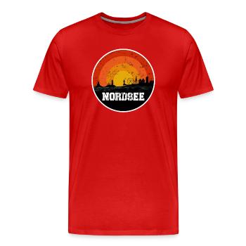 North Sea Original Skyline - Men's Premium Organic T-Shirt - red - Front - Damien (186cm)