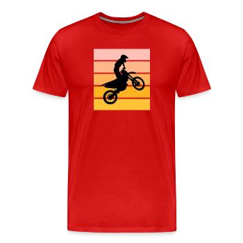 Motocross Silhouette Sonnenuntergang - Männer Premium Bio T-Shirt - Rot - Vorne - Damien (186cm)